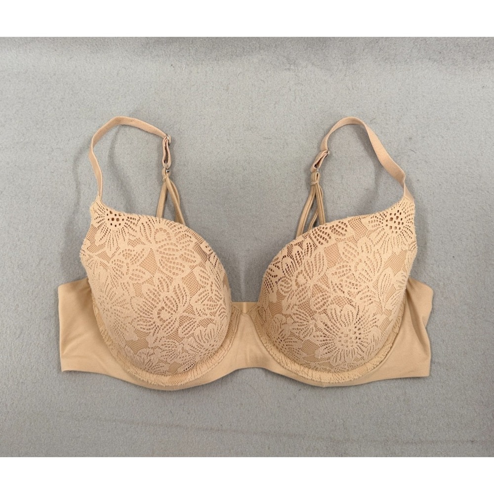 Aerie Bra Size 36D Nude Real Sunnie Demi Underwire Strappy Lace Romantic